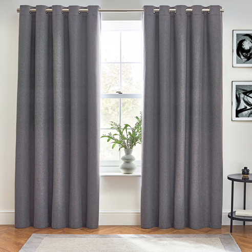Dawn (Blackout) Eyelet, Charcoal - Ready Made Curtains - Image 3